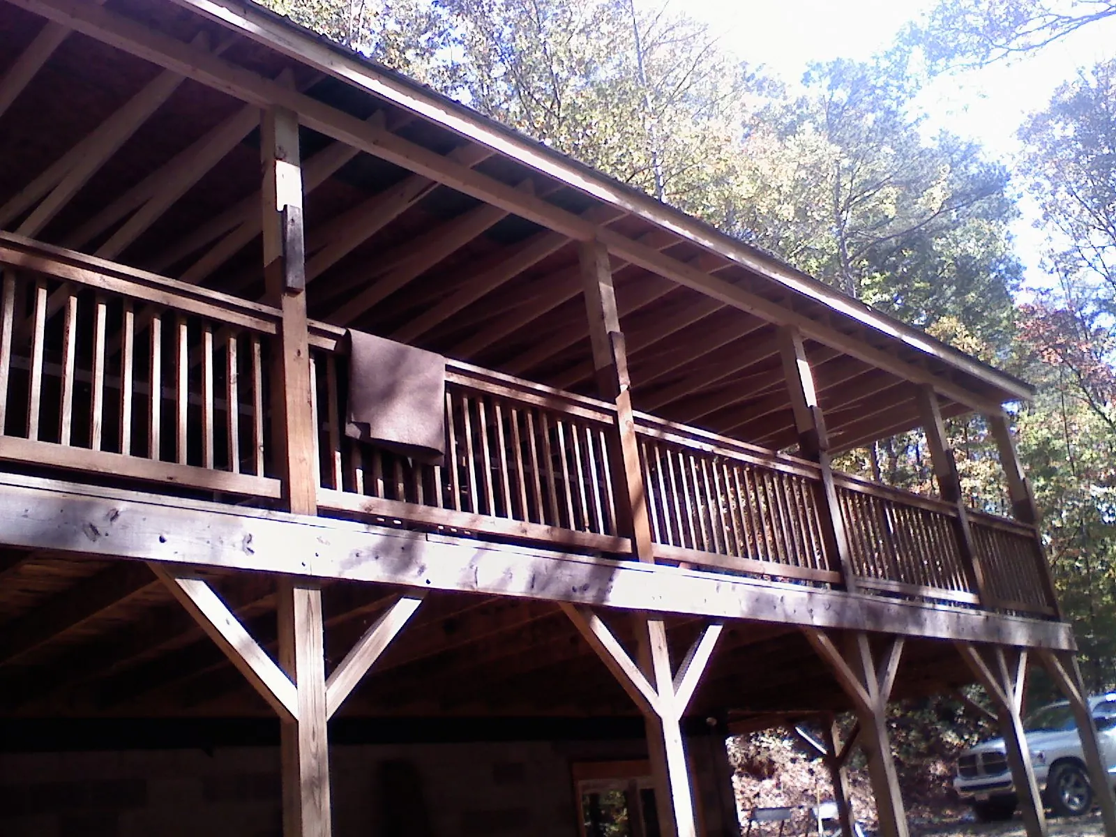 Timber framing under a new elevated porch and deck — Roof Leak Repair in Broussard by Roofing Brothers